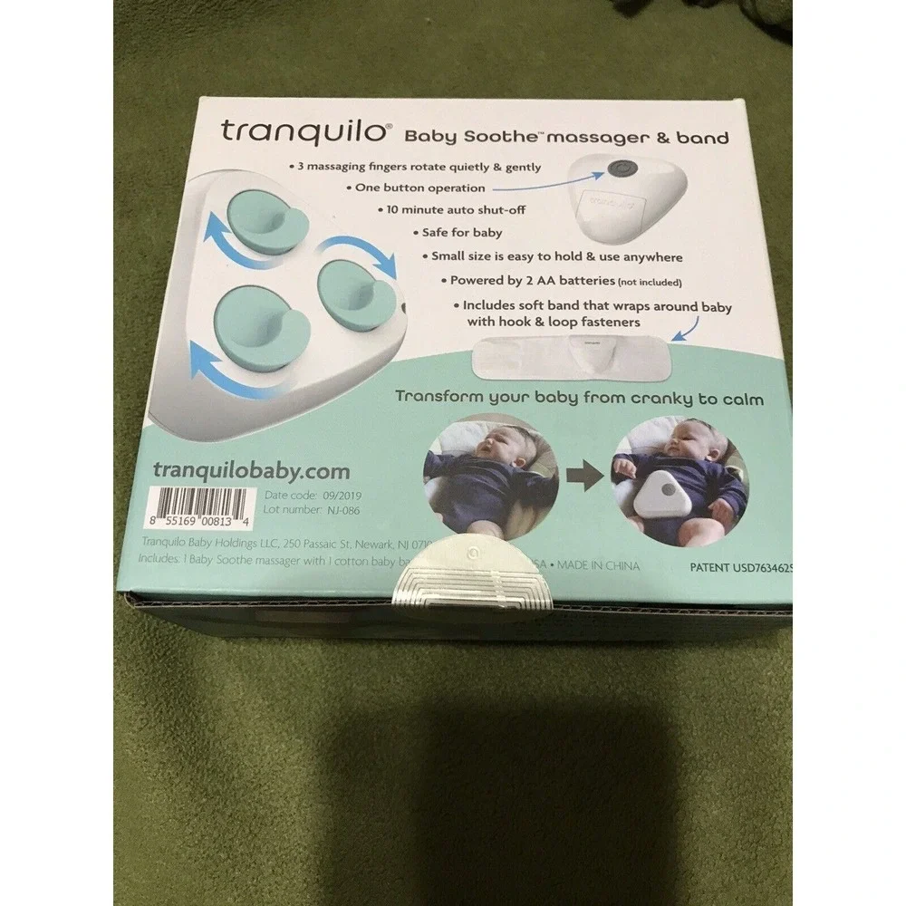 Tranquilo Baby Soothe Massager and Band White Teal Portable Calming Device
